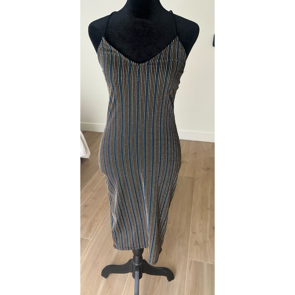 Metallic shimmer pinstripes Dress